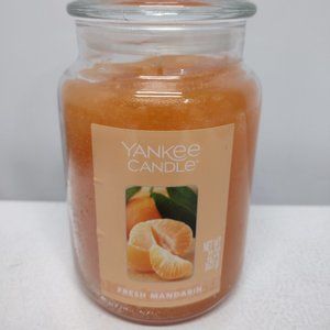 NEW! Yankee Candle Fresh Mandarin Scented Candle, 22oz with Silver Sunflower Top